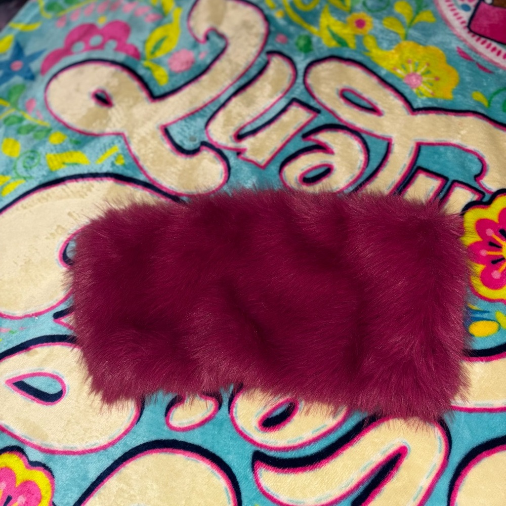 Faux Fur Burgundy Clutch